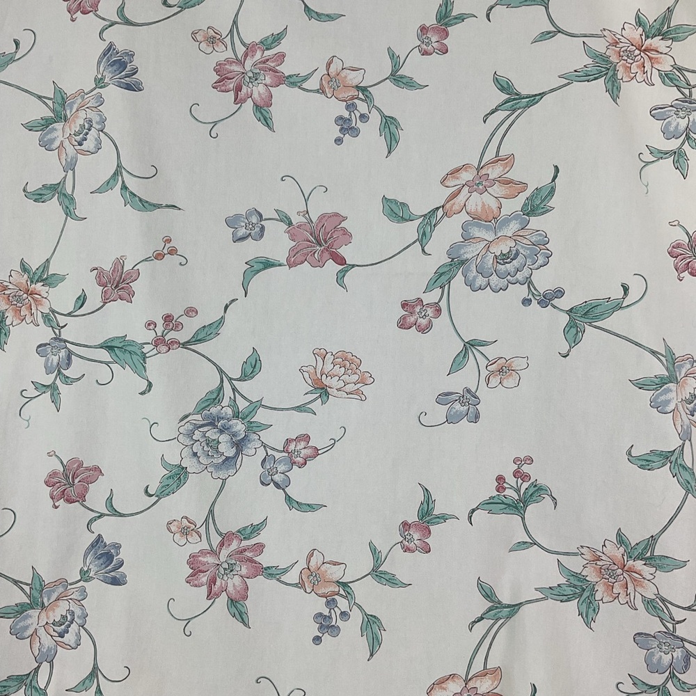 Vintage Interior Designer multi-colored botanical floral print fabric 136” L